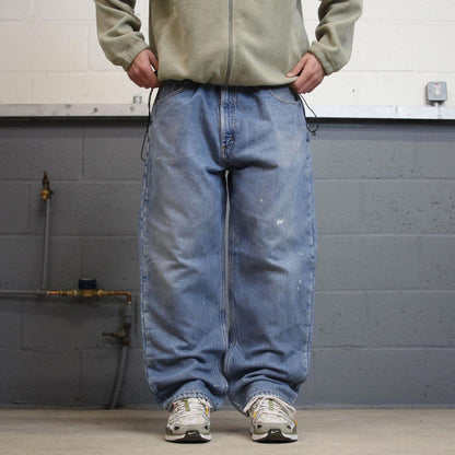 Y2K baggy Carhartt denim jeans blue Loose fleece lined skate style workwear pants