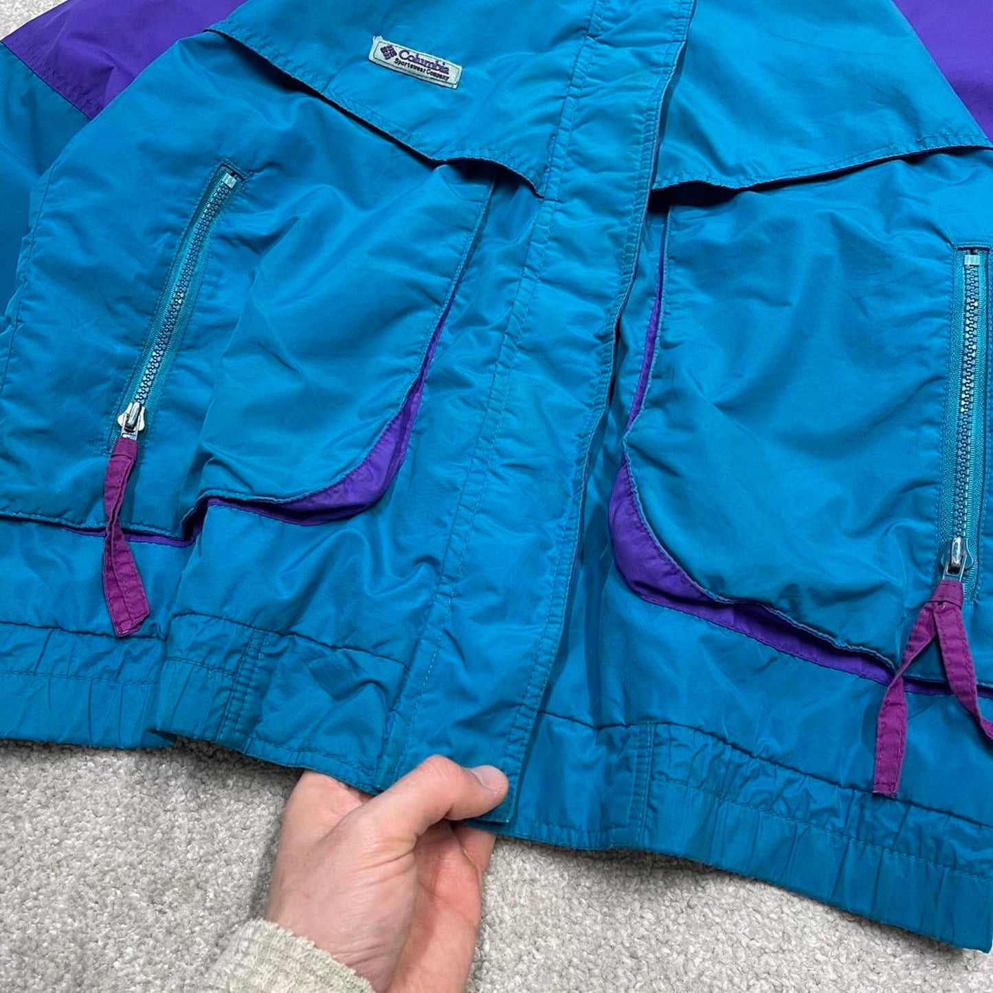 Vintage y2k Columbia technical windbreaker jacket green Bomber style lightweight jacket