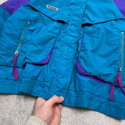Vintage y2k Columbia technical windbreaker jacket green Bomber style lightweight jacket
