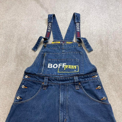 Embroidered BOFF jeans dungarees W34 90s y2k hip hop skater style denim overall shorts