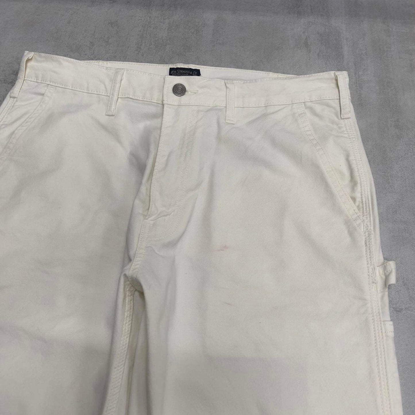 White Levis carpenter jeans W34L30 denim straight fit y2k style cargo trousers tab logo