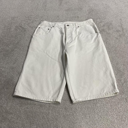 Long baggy denim shorts y2k white Loose skater surf style summer shorts