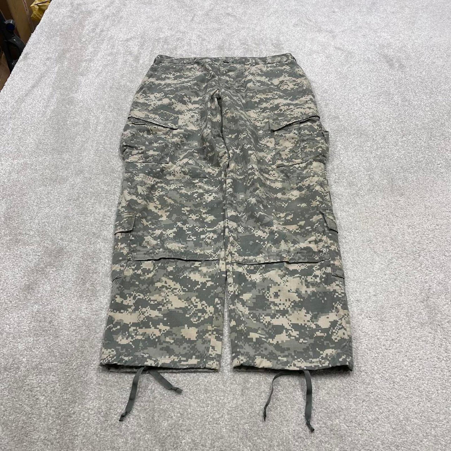 Baggy army camo cargo pants green drawstring digital desert camouflage US military combat trousers