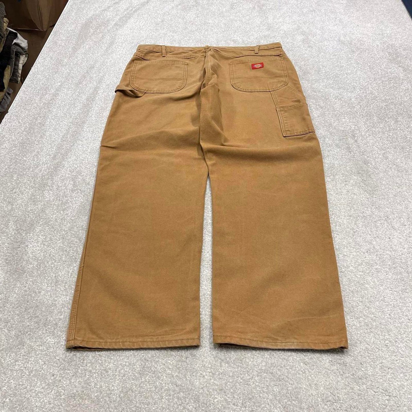 90s baggy Dickies carpenter jeans W40L32 00s skate style tan brown canvas worker cargos
