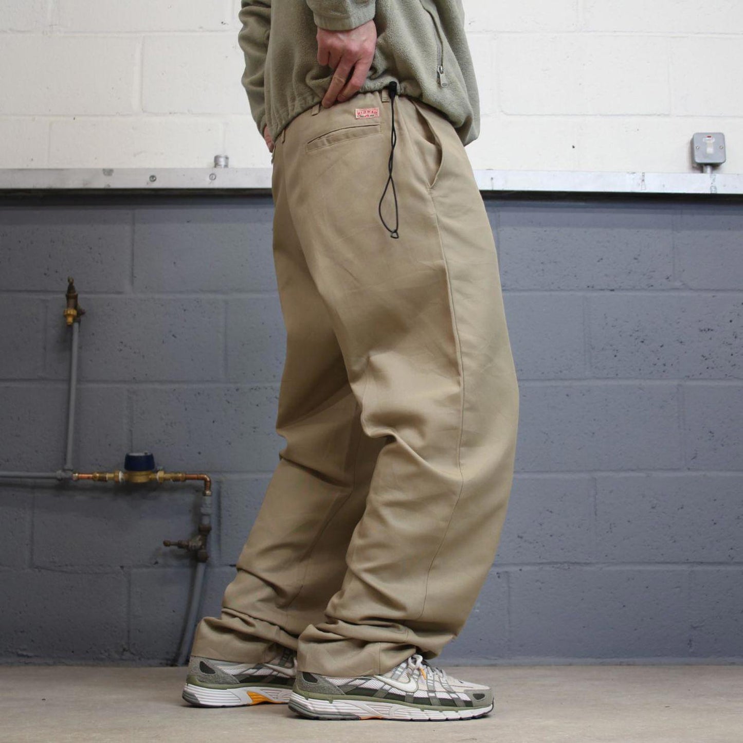 Y2k baggy chino work pants beige Loose skate style trousers Red Kap workwear