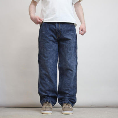 Mens DKNY baggy embroidered jeans W34 L30 loose blue Y2K hip hop embroidered design