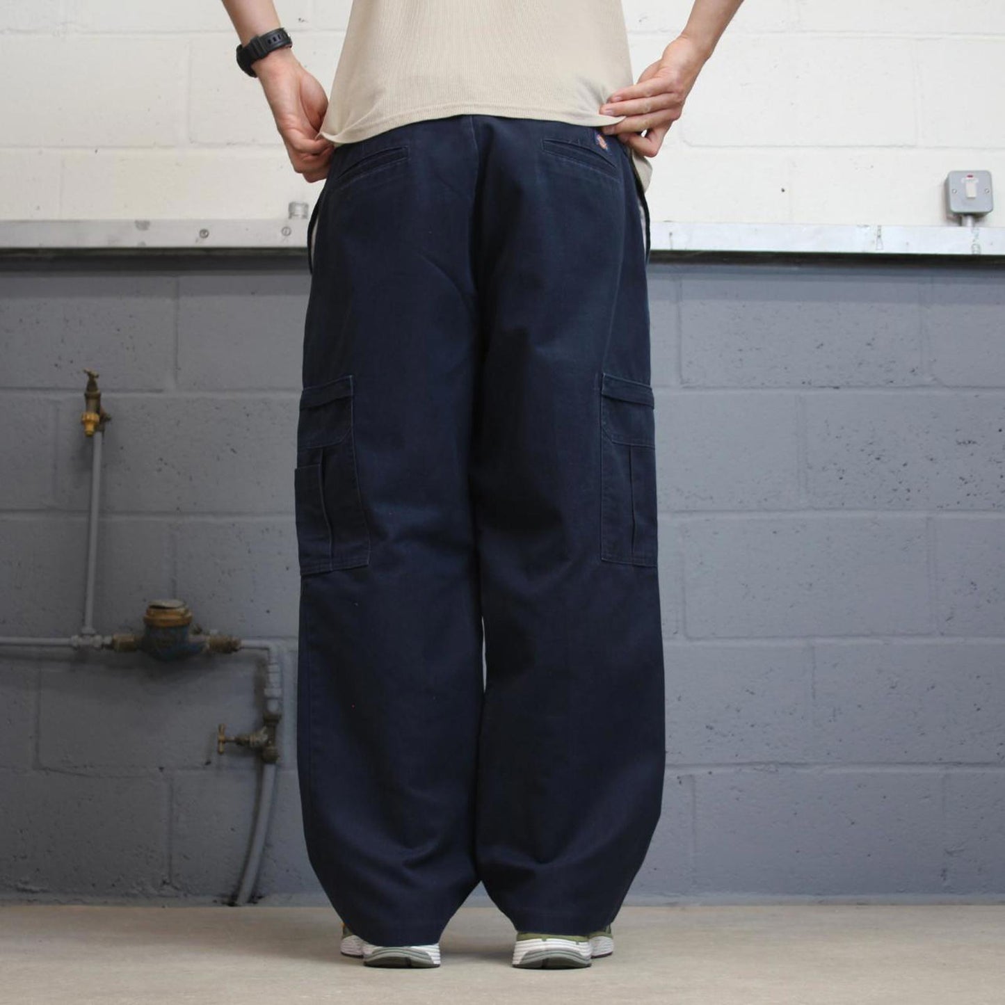 Baggy Dickies cargo trousers skater workwear W38L30 navy twill style chino carpenter pants casual