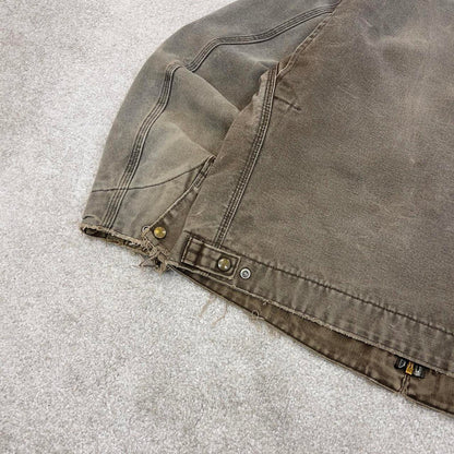 Vintage Carhartt Detroit jacket brown technical boxy cropped fit chore coat checkered blanket lining