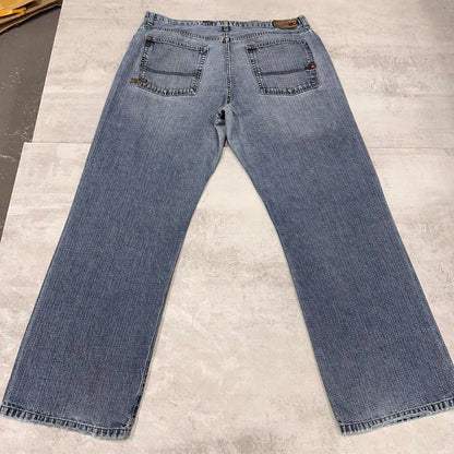 Blue baggy Quiksilver jeans W38L32 loose denim 90s style skater jeans