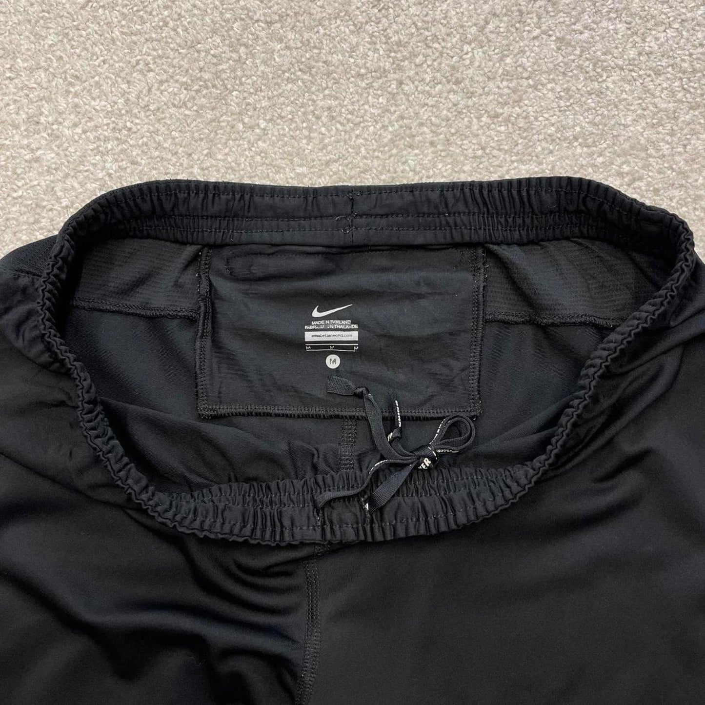 Black Nike Running trackies Medium y2k style joggers print Swoosh logo track pants