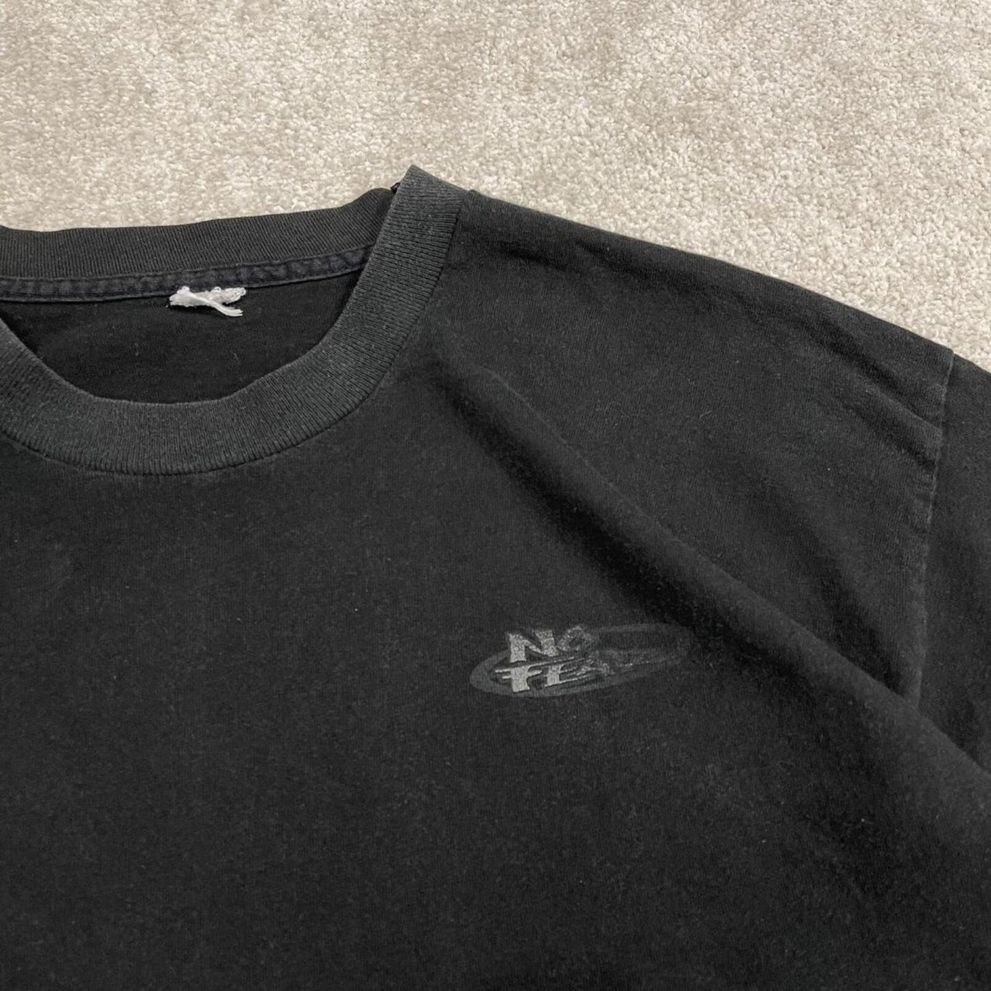 Y2K No Fear graphic t shirt single stitch faded black surf style tee