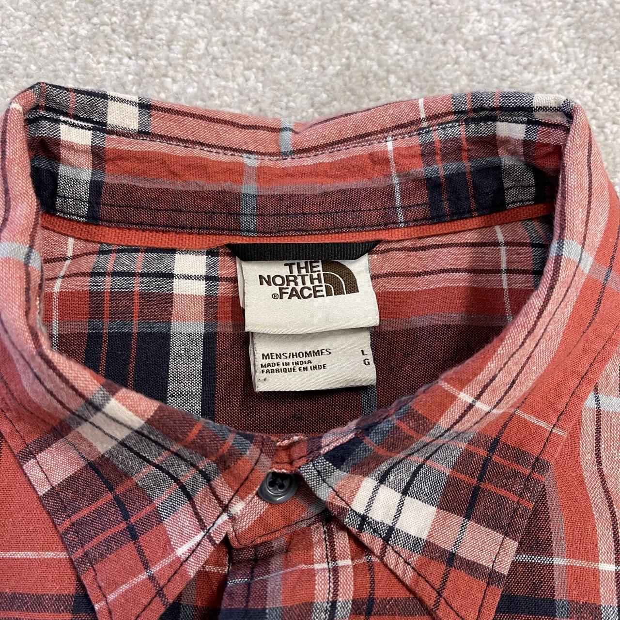 North Face checkered short sleeve shirt y2k red TNF surf style check shirt summer festival