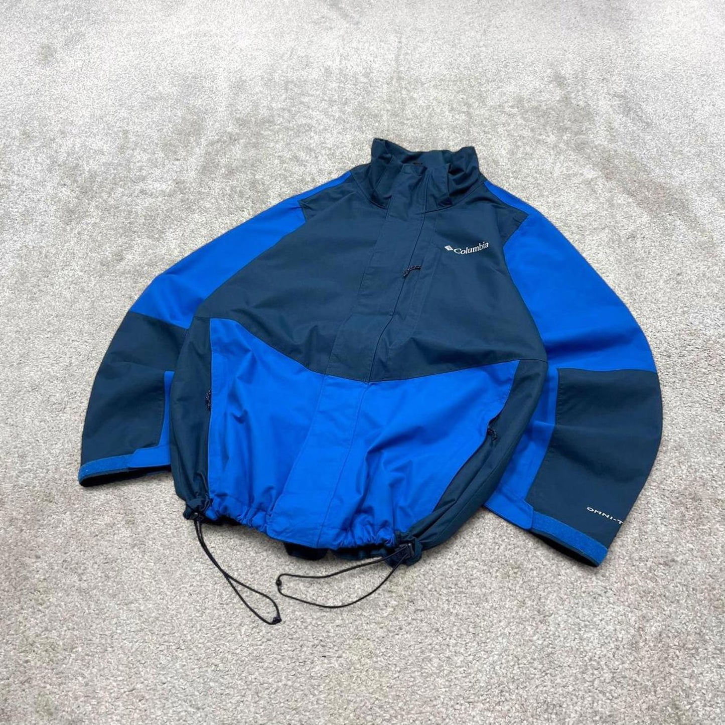 00s Columbia technical windbreaker jacket S men's navy blue y2k style hooded adjustable autumn