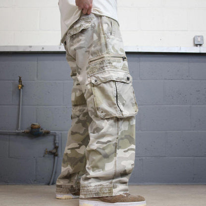 Baggy camo No Boundaries cargo pants W36L28 khaki grey camouflage loose y2k style cargos utility
