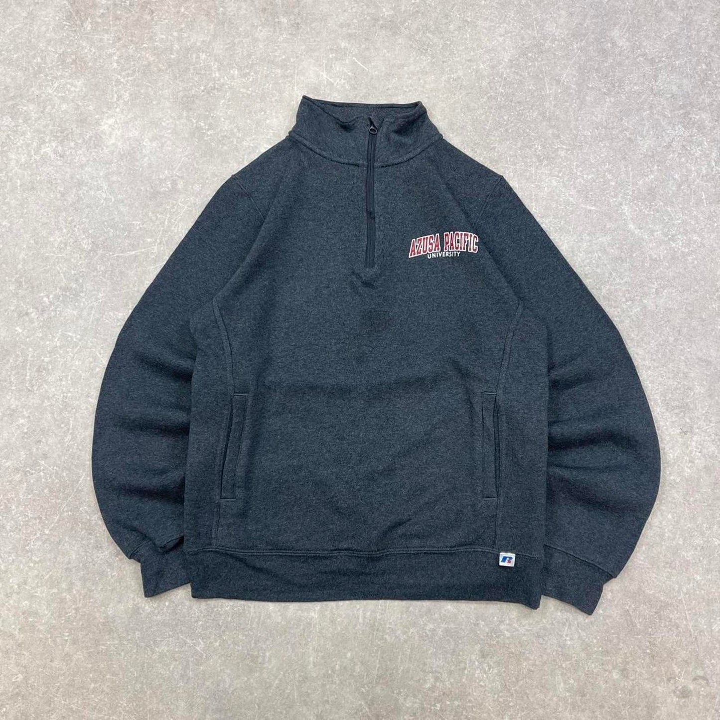 Grey vintage Russell quarter zip Small 1/4 zip Thick pullover jumper Azusa