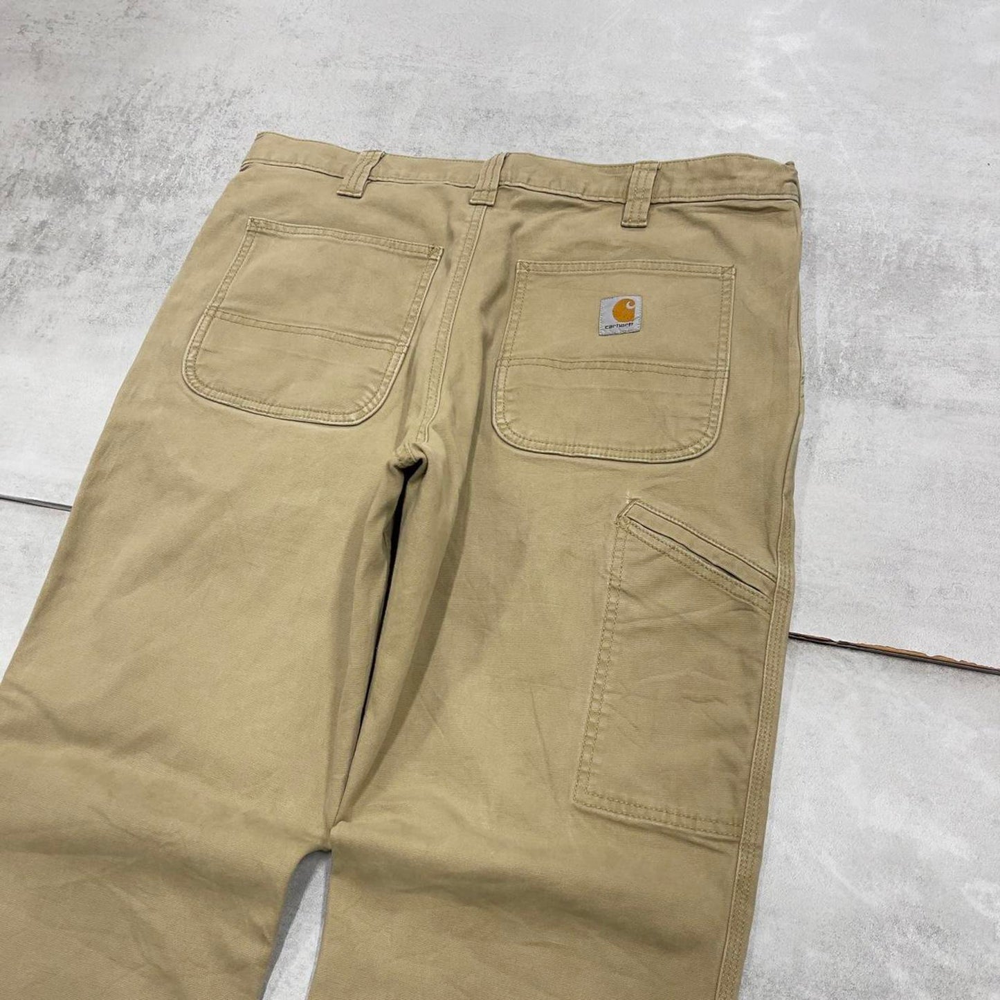 Mens Carhartt carpenter pants W36 L28 tan relaxed 90s style cargos