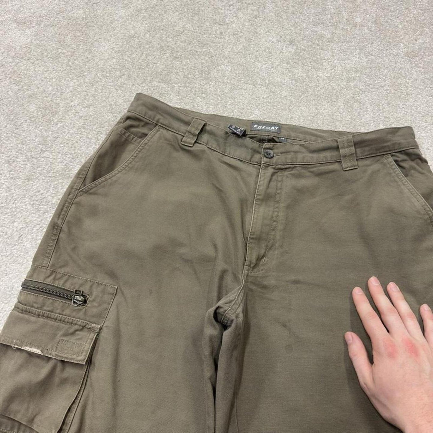 Y2K cargo shorts loose green Loose leg cargo shorts summer festival