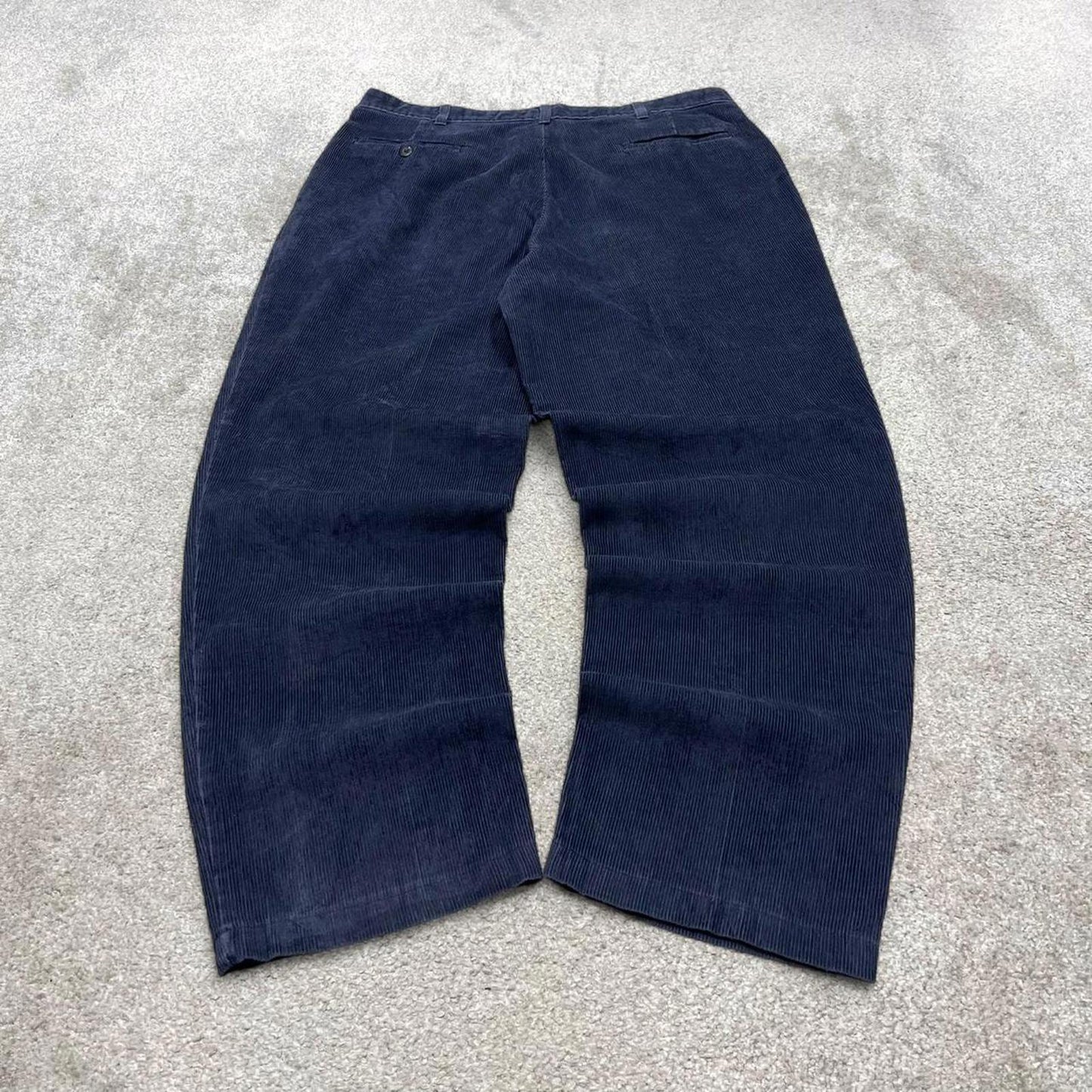 Navy Savane baggy corduroy pants W38L32 loose wide wale jumbo cord trousers 90s skater style