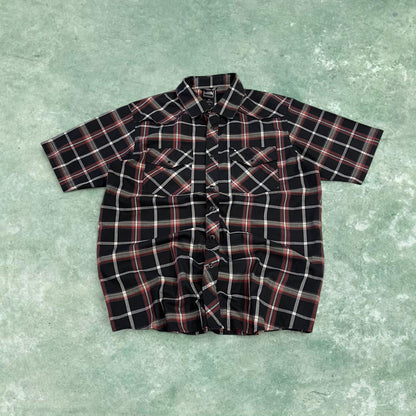 North Face checkered short sleeve shirt black TNF festival surf style check shirt button down summer