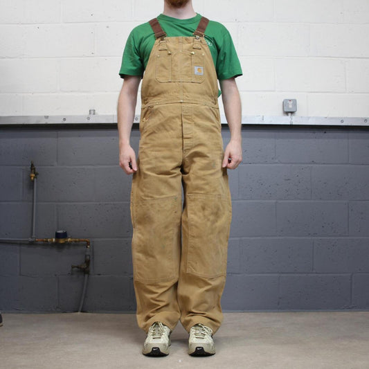 Vintage Carhartt dungarees tan brown overalls Bib & brace utility workwear farmer