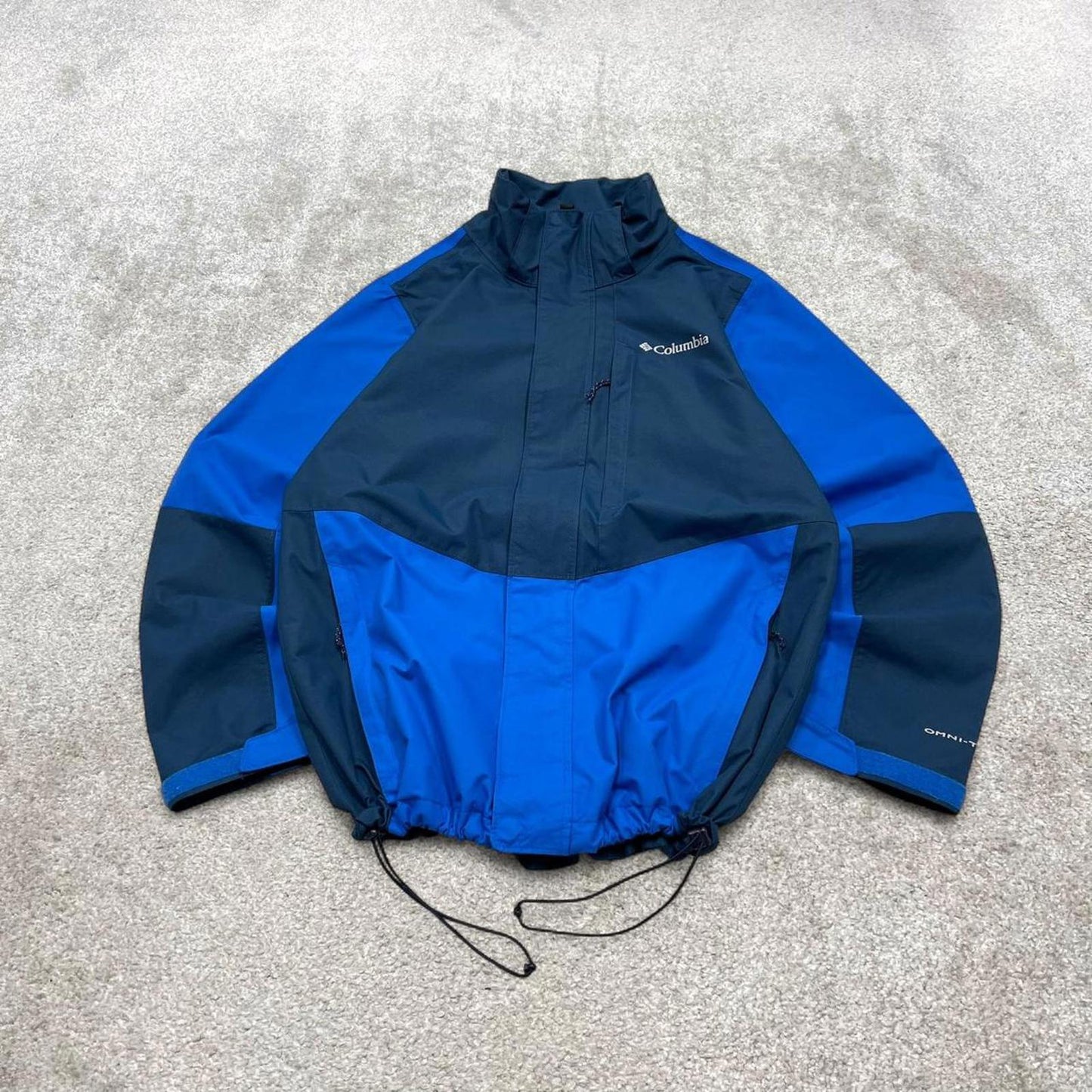 00s Columbia technical windbreaker jacket S men's navy blue y2k style hooded adjustable autumn