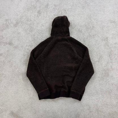 North Face high pile technical fleece hoodie XL women's brown full zip y2k teddy bear style autumn