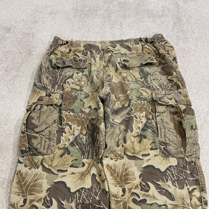 Vintage camo cargo pants combat khaki Loose leg floaty tree camouflage Y2K style trousers