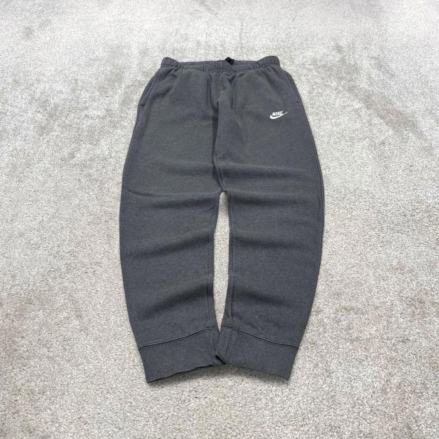 Y2k embroidered Nike sweatpants grey Cuffed joggers Swoosh logo gym sweats