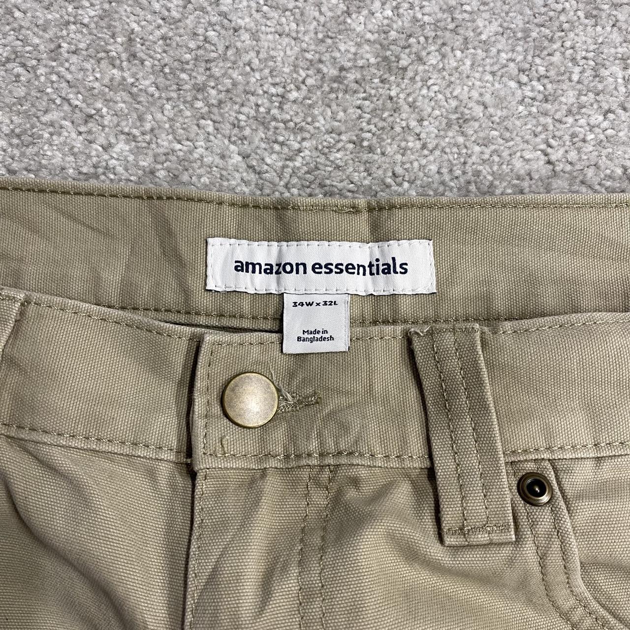 Y2K baggy carpenter jeans beige canvas W34L32 Amazon Essentials 100% cotton loose skater pants