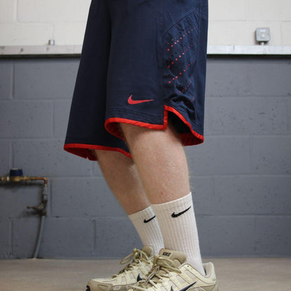 Nike basketball style shorts y2k loose navy Long leg Dri-Fit comfy floaty summer gym shorts