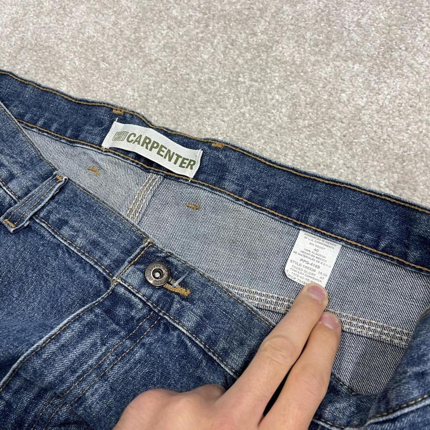 Extra baggy denim shorts carpenter blue Faded Glory skater style summer festival cargo jorts