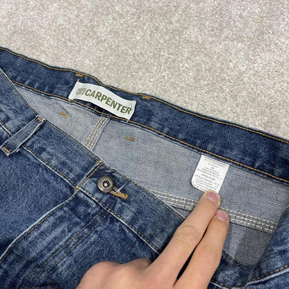Extra baggy denim shorts carpenter blue Faded Glory skater style summer festival cargo jorts
