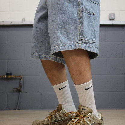 Denim carpenter shorts cargo blue Basic Editions loose leg skater style surf jorts
