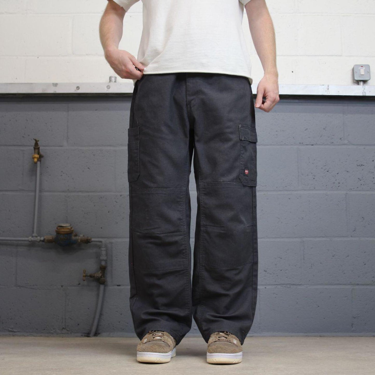 Baggy cargo pants skater workwear W38L30 grey Red Kap loose y2k style double knee carpenter trousers