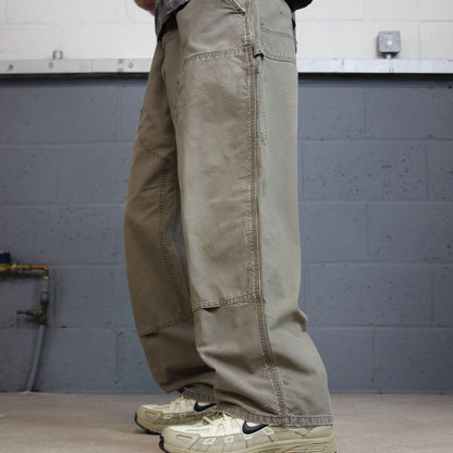 Baggy Carhartt double knee carpenter pants y2k khaki Loose leg skater style workwear pants