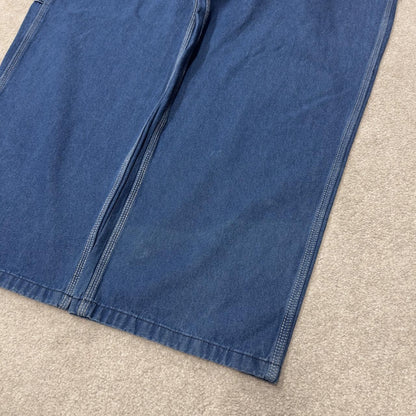Vintage baggy liberty dungarees 00s denim overalls blue Patch logo and adjustable straps