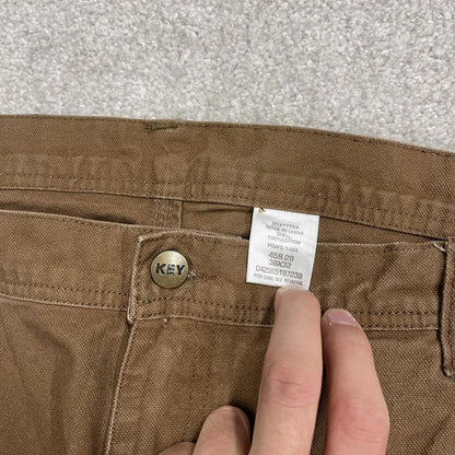 Carpenter shorts canvas y2k tan brown Key skater style cargo work shorts