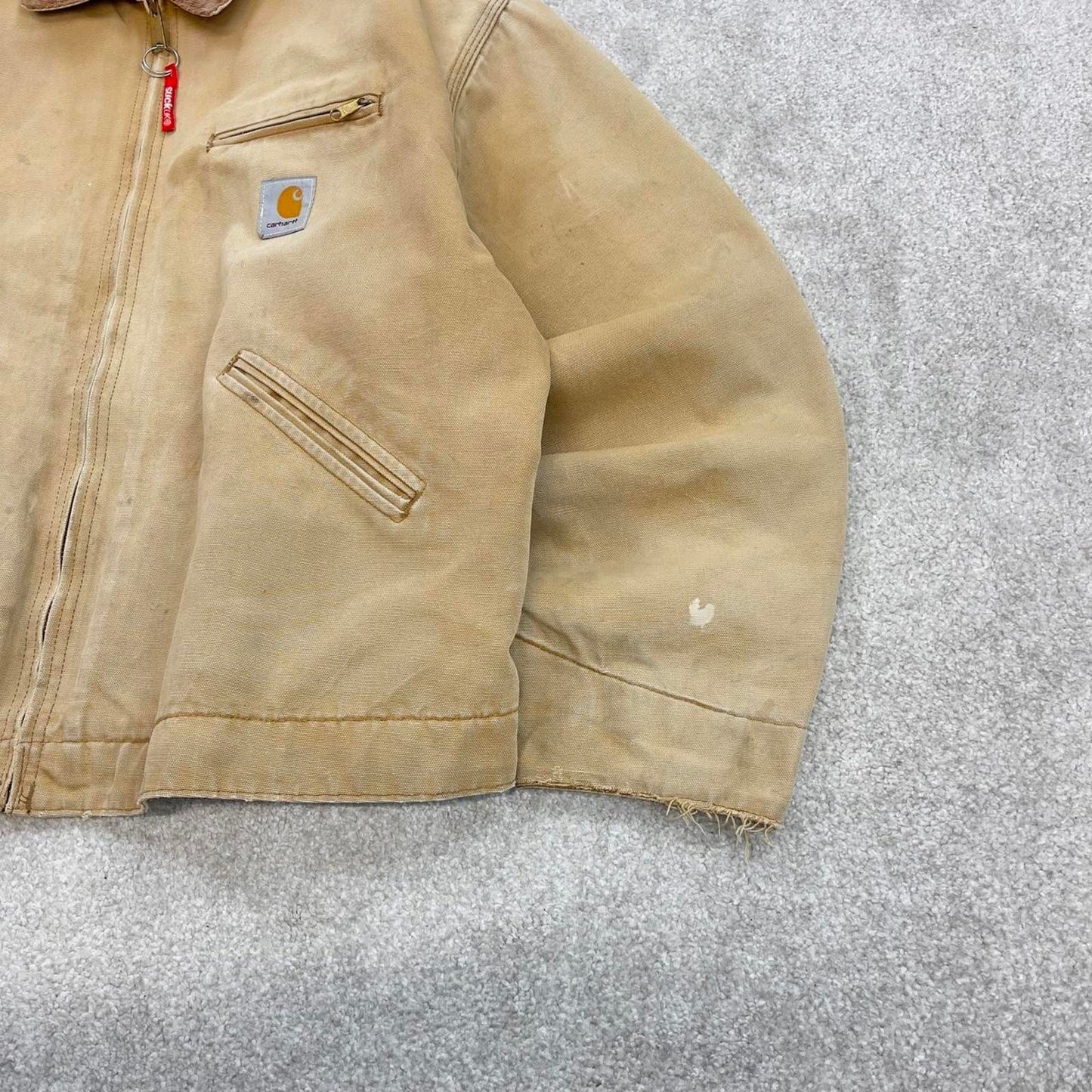 Vintage tan Carhartt Detroit jacket XL blanket lined boxy cropped fit