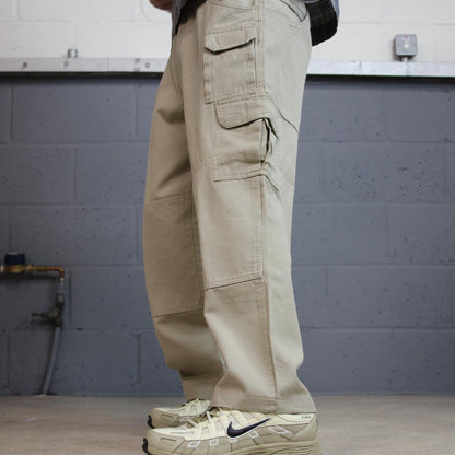 Woolrich baggy carpenter jeans y2k wide leg beige Loose leg skater style utility workwear pants