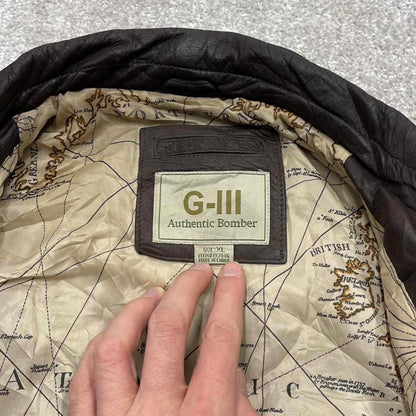 Vintage G3 leather flight aviator bomber jacket brown G-III boxy genuine leather coat