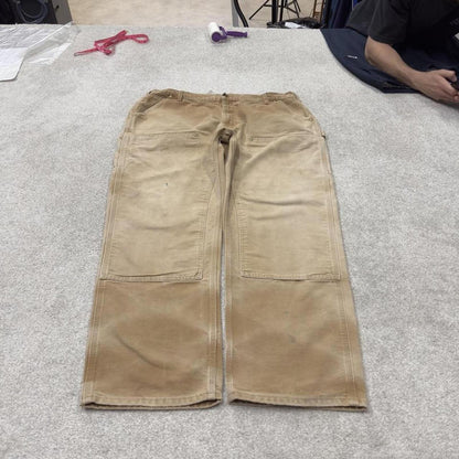 Double knee Carhartt baggy carpenter jeans Wide leg tan brown thick canvas skate cargo work pants