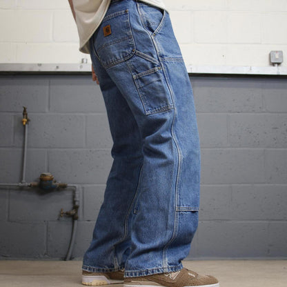 Baggy blue Carhartt double knee carpenter jeans W38L32 90s style thick denim wide leg cargos