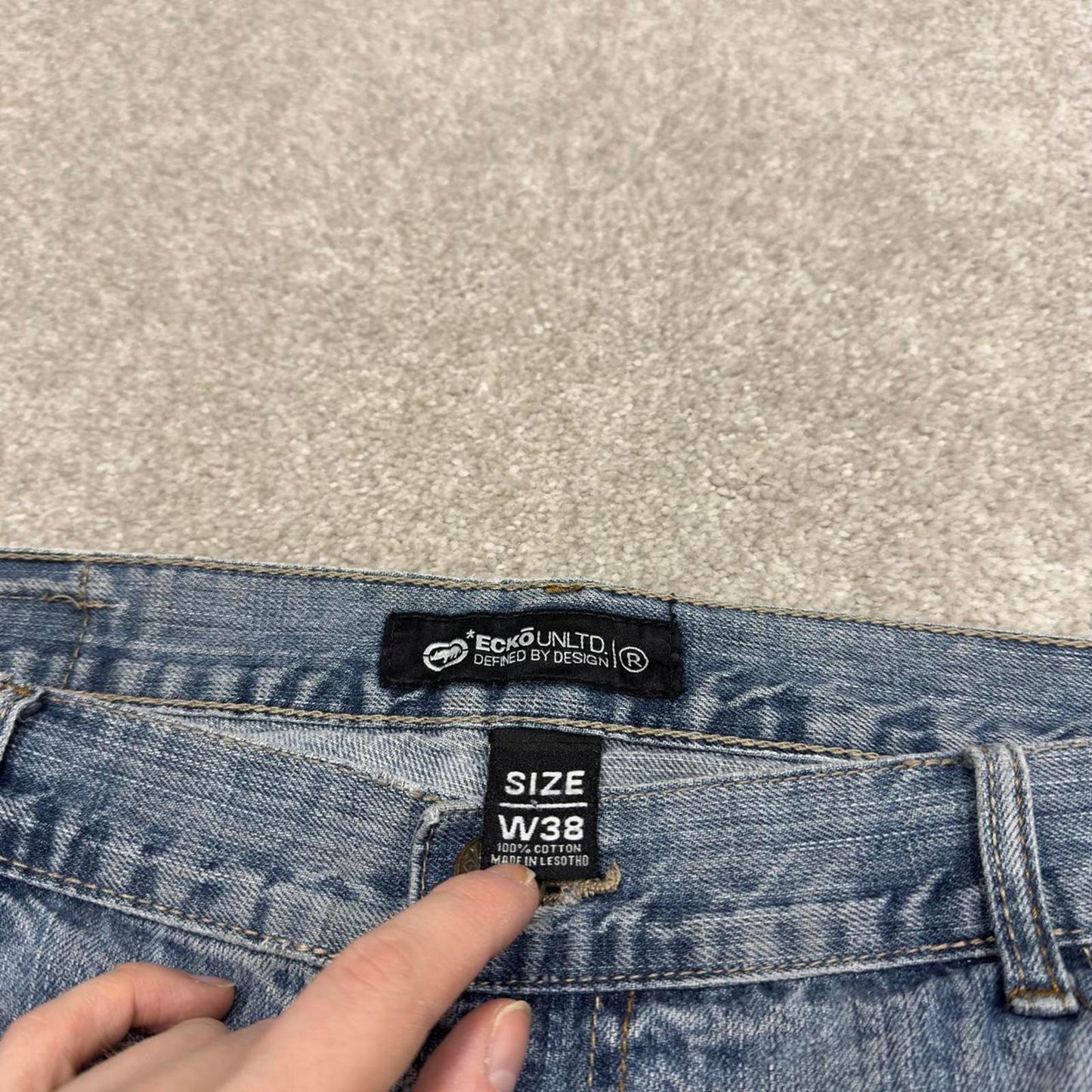 Y2k baggy Ecko Unltd shorts skater style blue Long wide leg summer festival jorts