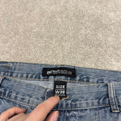 Y2k baggy Ecko Unltd shorts skater style blue Long wide leg summer festival jorts