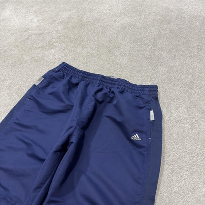 Adidas baggy tracksuit bottoms y2k L navy side stripe design embroidered logo track pants