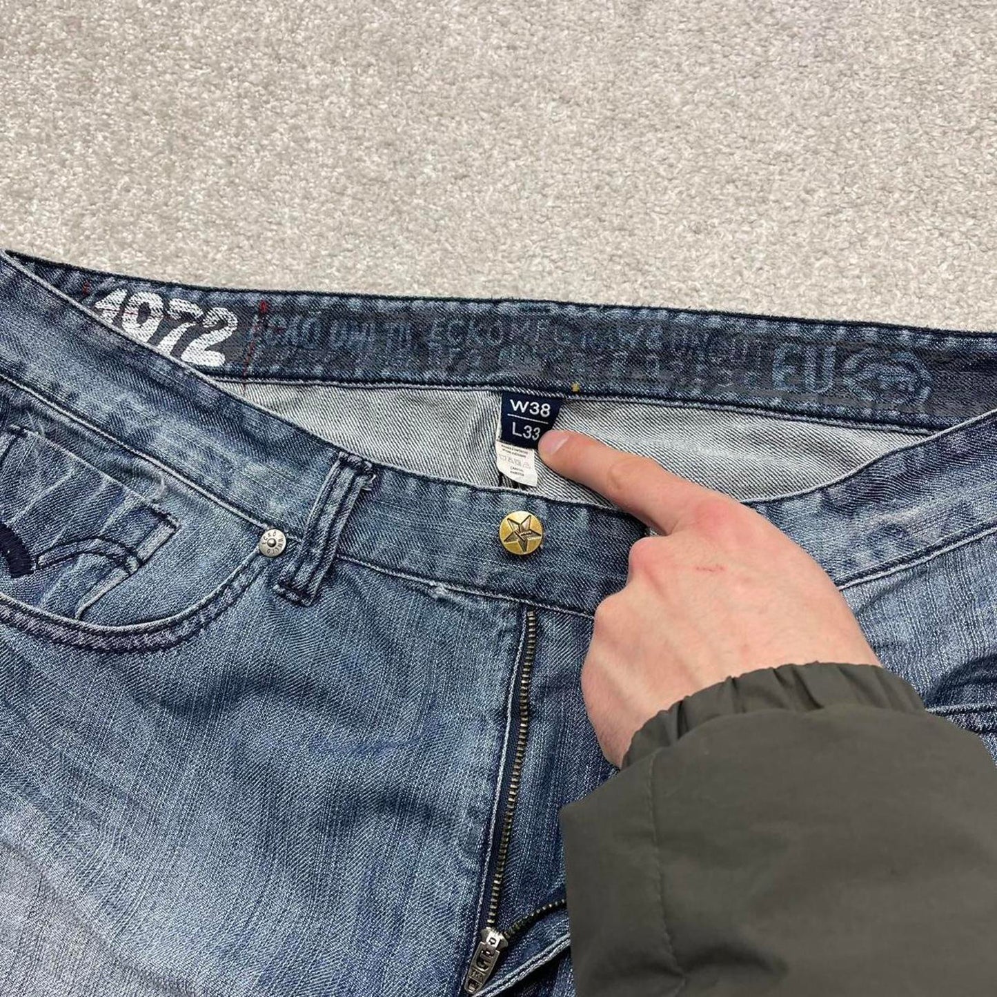 Y2K baggy Ecko Unltd jeans embroidered blue Loose fit wide leg denim skater style pants