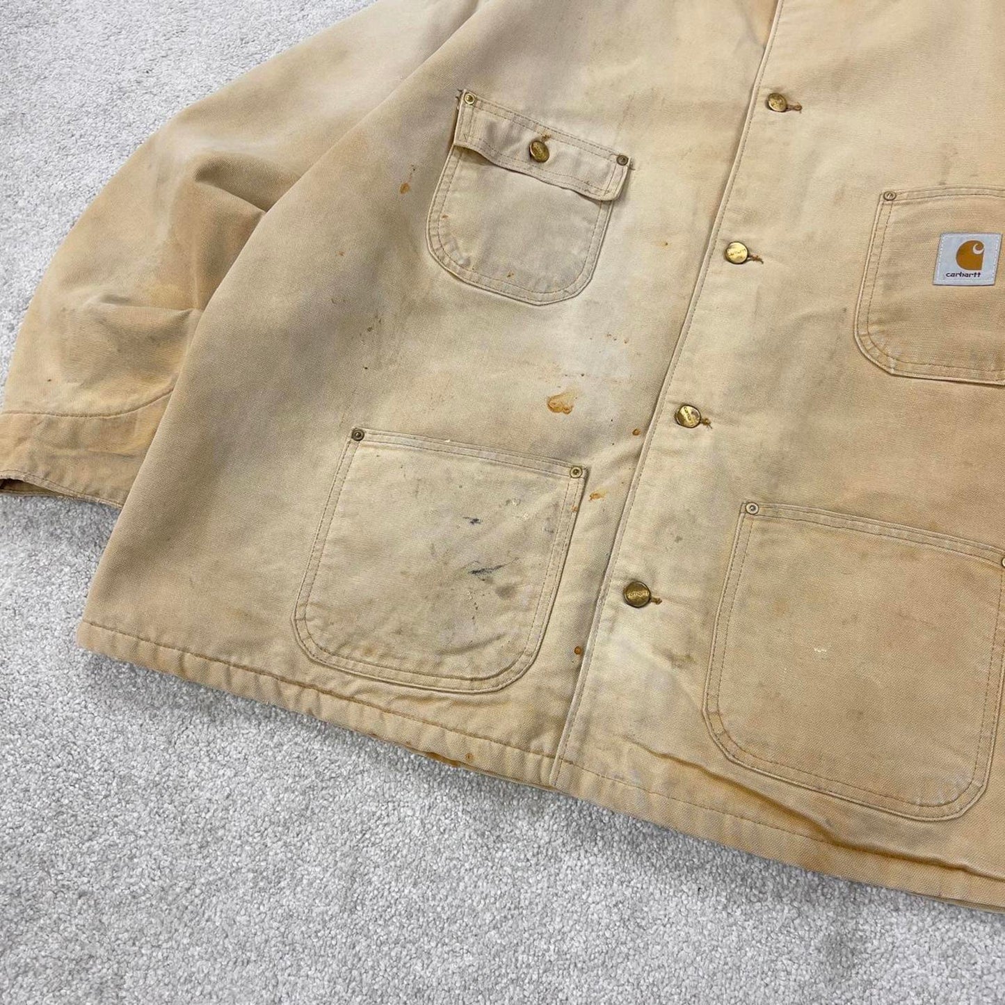 Vintage Carhartt Michigan jacket XXL tan chore canvas worker coat