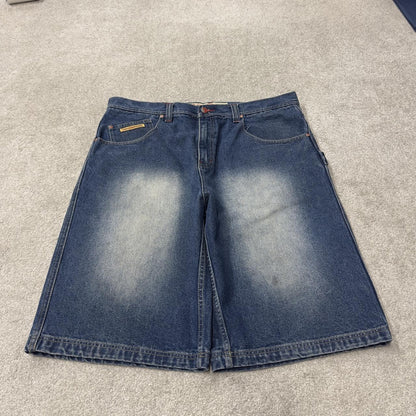 Brooklyn Xpress baggy denim shorts y2k carpenter blue Long wide leg summer skater jorts