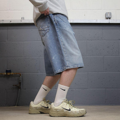 Long denim shorts y2k skater loose blue BKE skater style brand surf jorts
