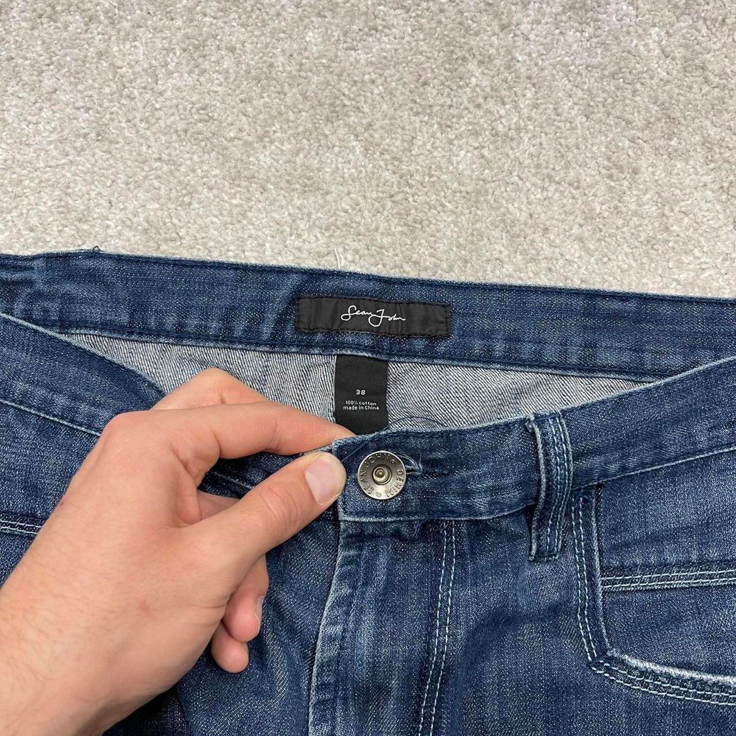 Sean John jeans W38L33 loose blue denim y2k style skater pants casual wear autumn